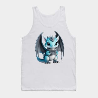 Cute Blue Baby Dragon Wearing a Warm Jacket Tank Top